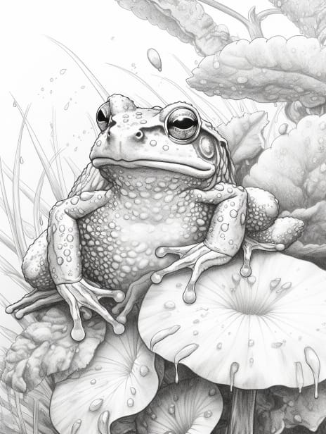 Cotterage Frog Coloring Book for Adults and Kids, Grayscale Coloring Pages, Instant Download, Printable PDF File