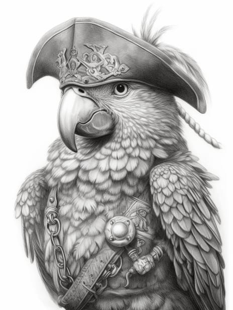 Pirate Animals Coloring Book for Adults and Kids, Grayscale Coloring Pages, Instant Download, Printable PDF File